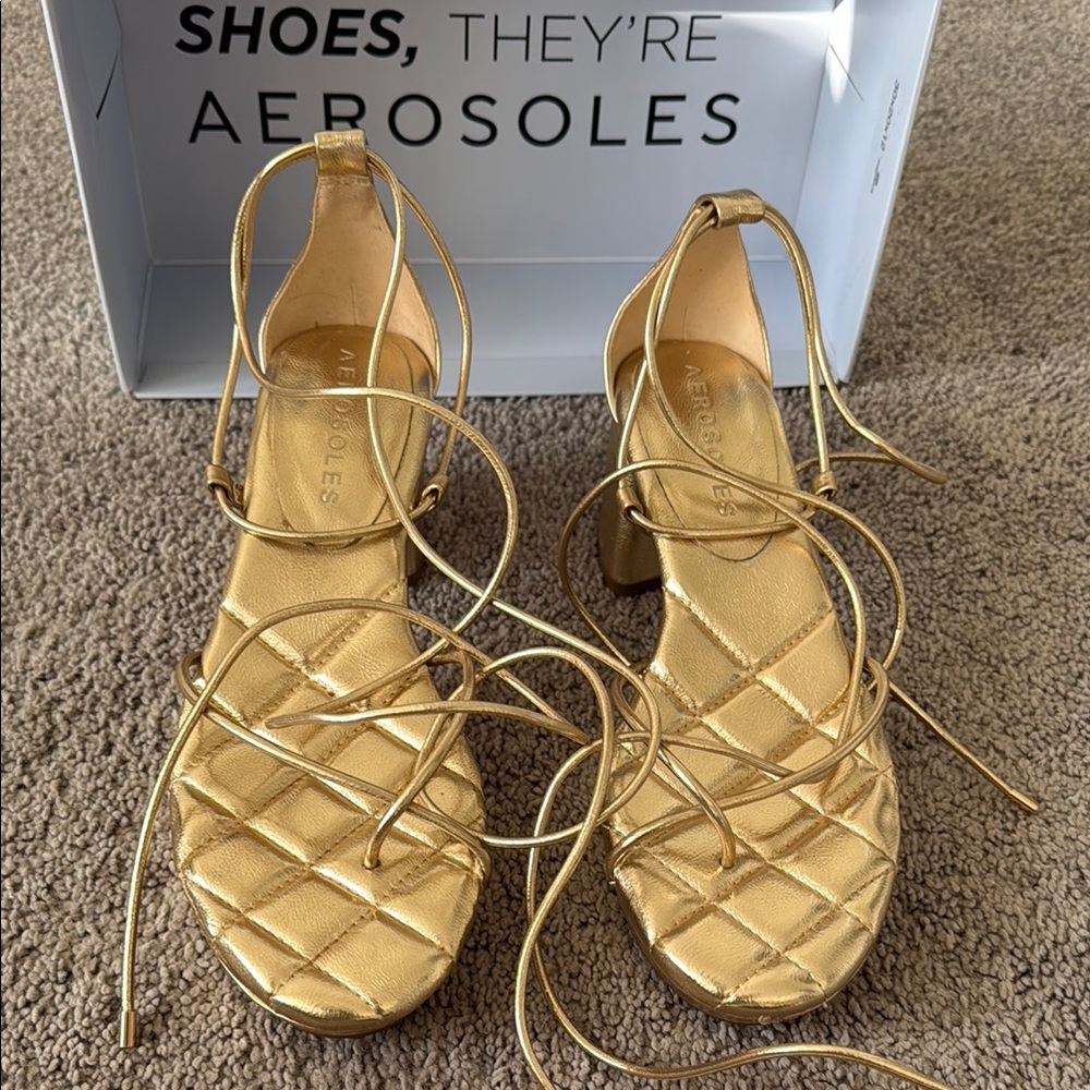 AEROSOLES Caramia Soft Gold Sandal Strappy Design